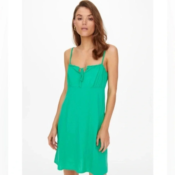 ONLY - ONLNOVA LIFE STRAP ALEXA DRESS SOLID PTM GREEN SIZE XS NWT Sun Dress - Picture 1 of 14